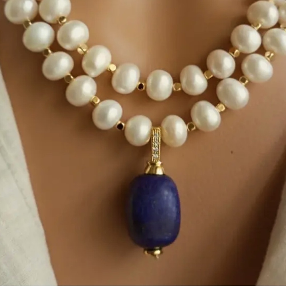 3pcs set of Lapis & Baroque pearl